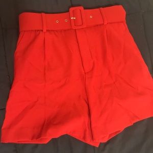 Zara red shorts with belt